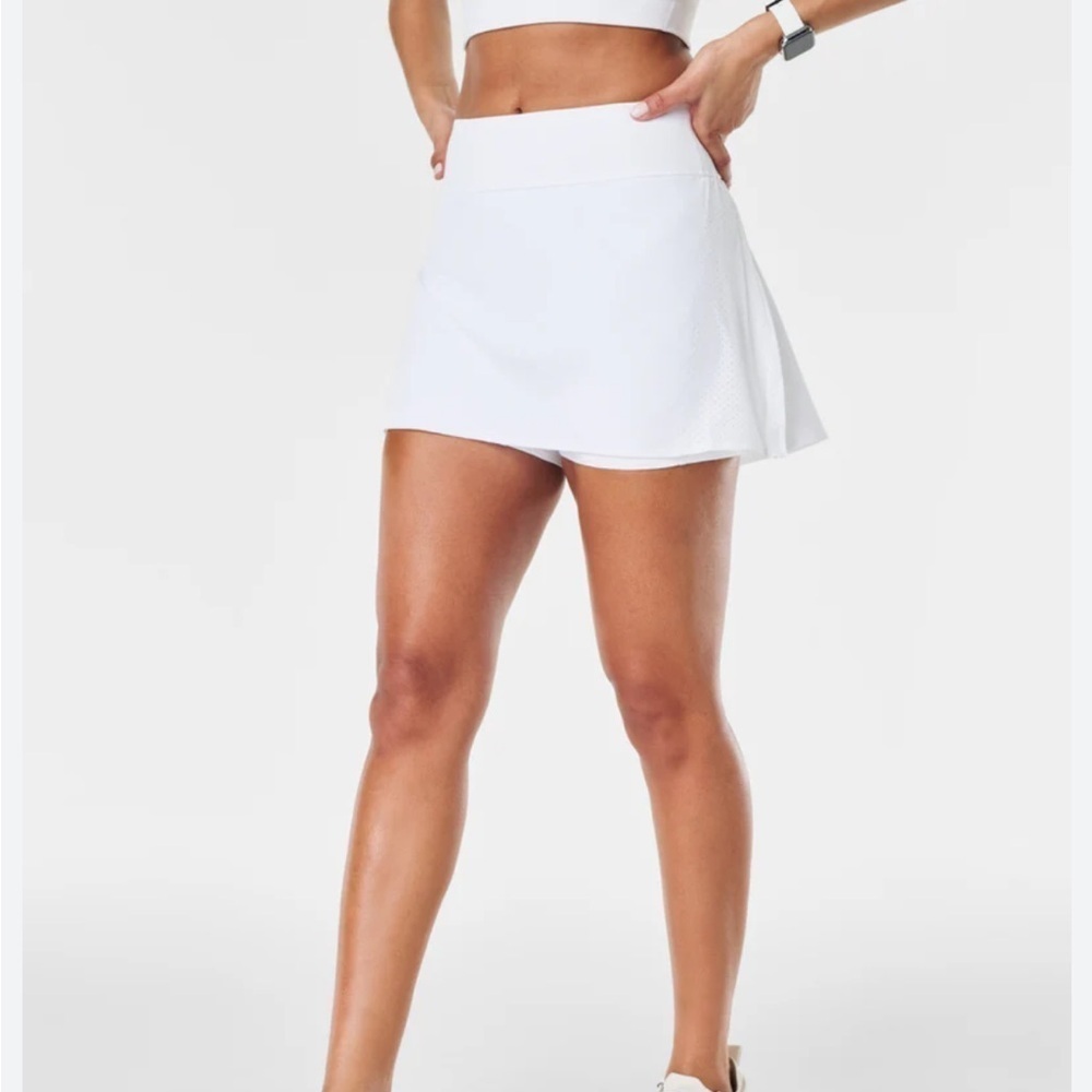 Spanx Get Moving Skort White Pockets Tennis skirt with shorts high rise XL